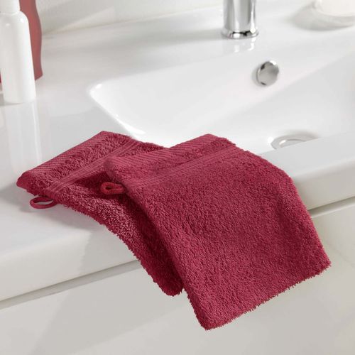 2 Gants De Toilette 15x21 Cm - 500g/Cm² - Rouge Rouge