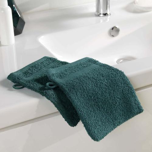 2 Gants De Toilette 15x21 Cm - 500g/Cm² - Vert Canard Vert Canard