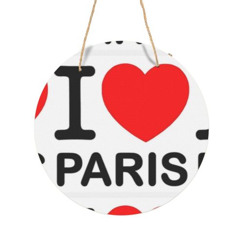 Panneau Métallique Rond I Love Paris Gifts I Heart Paris France Idées cadeaux pour les amoureux du français en Aluminium 29cm - Impression Décorative Murale pour Maison, Bar, Café