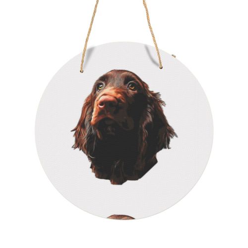 Panneau Métallique Rond Superbe chien épagneul des champs ! en Aluminium 29cm - Impression Décorative Murale pour Maison, Bar, Café