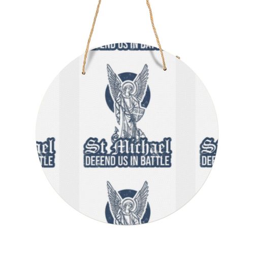 Panneau Métallique Rond Cadeaux catholiques amusants Boutique et magasin de cadeaux catholiques St Michel Archange pour le b en Aluminium 29cm - Impression Décorative Murale pour Maison...