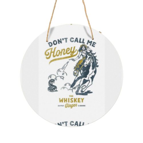 Panneau Métallique Rond Don't Call Me Honey' Retroup Cowgirl à cheval tirant sur un serpent en Aluminium 29cm - Impression Décorative Murale pour Maison, Bar, Café