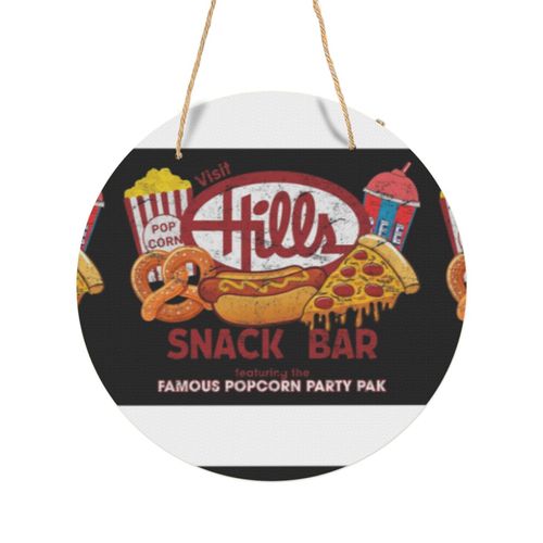 Panneau Métallique Rond Snack-bar en détresse Hills en Aluminium 29cm - Impression Décorative Murale pour Maison, Bar, Café