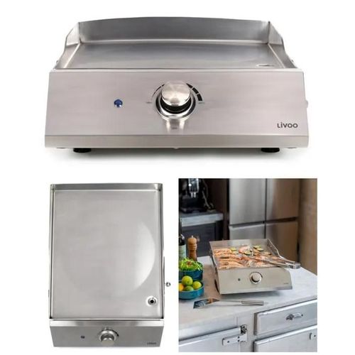 Plancha INOX grill électrique Professionnelle 2800W Grande surface de cuisson antiadhésive thermostat ajustable