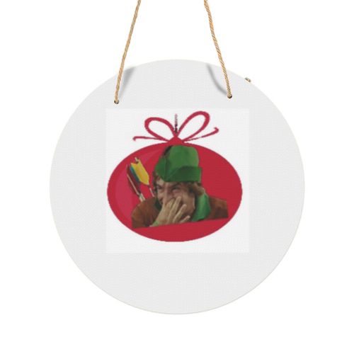 Panneau Métallique Rond Boules de Noël Cadeau de Noël Grand OSS117 Flantier OSS 117 Oh C'est Funny en Aluminium 29cm - Impression Décorative Murale pour Maison, Bar, Café