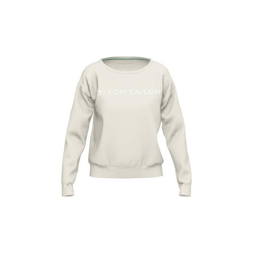 Tom Tailor Sweatshirt Pour Femme - Sweat, Coton, Col Rond, Logo, Uni Gris Clair M (Medium)