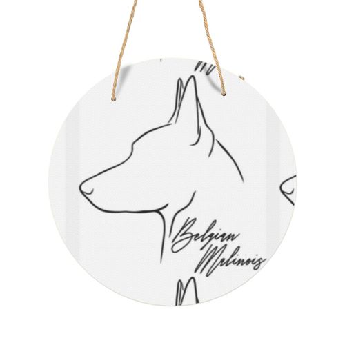 Panneau Métallique Rond Profil de chien Malinois belge en Aluminium 29cm - Impression Décorative Murale pour Maison, Bar, Café