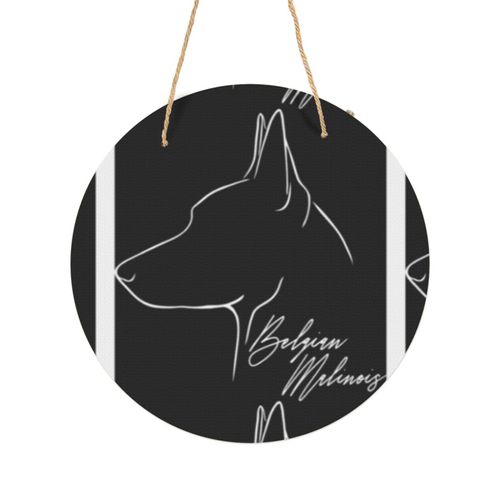 Panneau Métallique Rond Profil canin du chien malinois belge en Aluminium 29cm - Impression Décorative Murale pour Maison, Bar, Café