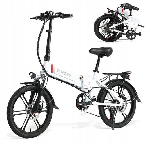 Samebike 20lvxd30-Ii Vélo Électrique E-Bike Cadre 17.5 Pouces Roue 20" Blanc 350w 35km/H 10.4ah 48v 80km
