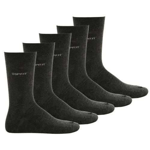 Esprit Chaussettes 5 Paires Pour Hommes - Chaussettes Courtes, Taille Unique, Couleur Unie Gris Eu 40-46