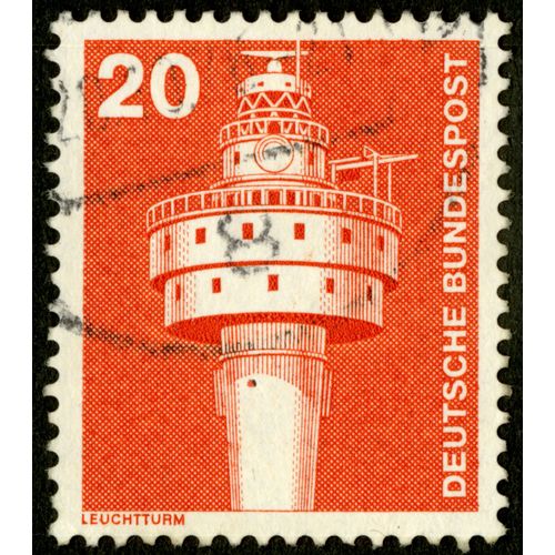 Timbre Oblitéré Deutsche Bundespost, Leuchtturm, 20