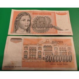 Billet De Banque De Collection De La Yougoslavie - Année 1993 - Valeur 50 000 000 Dinara - Fille - Pick 123 -