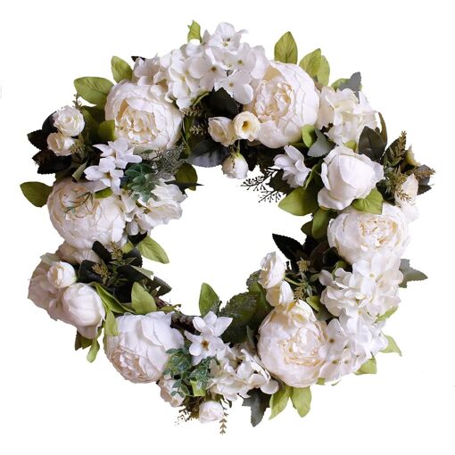 Couronne Fleurie Artificielle 50 Cm - Fraise à Fleurs - Neuve Avec étiquettes