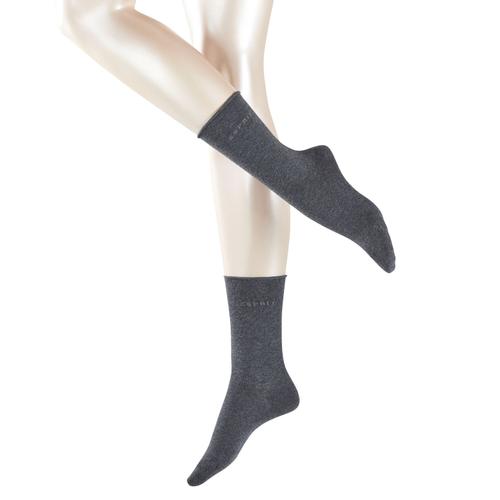 Esprit Chaussettes Pour Femmes, Pack De 2 - Bord Roulé, Mélange De Coton Très Fin, Uni Gris 39-42 (Size: 5.5-8 Uk)