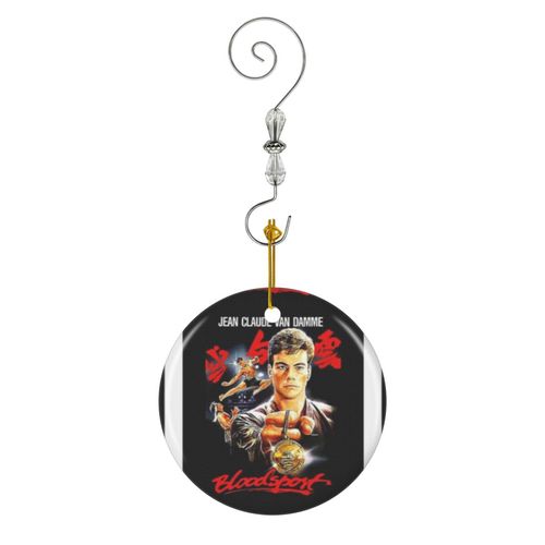 Ornements de Noël vintage Rétro Bloodsport Jean Claude Van Damme Frank Dux Halloween en Céramique avec Crochet et Cristal- Décorations pour Sapin de Noël, Souvenirs
