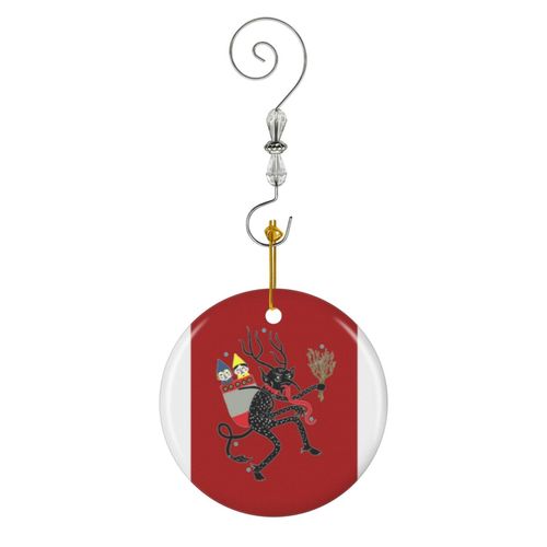 Ornements de Noël Vintage Krampus le diable de Noël rétro à l'ancienne mode Krampus cadeaux de Noël Design en Céramique avec Crochet et Cristal- Décorations pour Sapin de Noël, Souvenirs