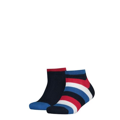 Tommy Hilfiger Chaussettes Pour Enfants, Lot De 2 - Basic Stripe, Rayures, 23-42 Bleu/Rouge 31-34