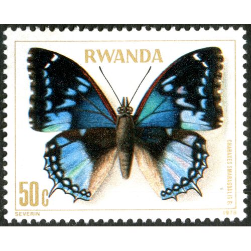 Timbre Rwanda, Charaxes Smaragdalis, 50 C, 1978