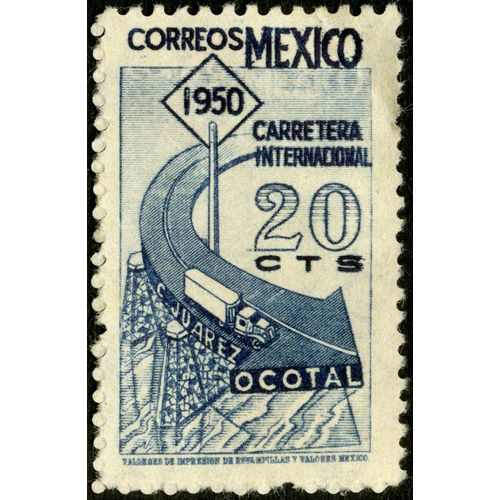 Timbre Mexico, 1950, Carretera Internacional, 20 Cts, Correos