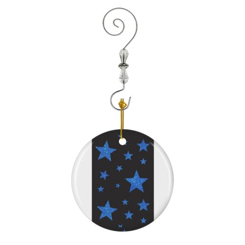Ornements de Noël Étoiles à fausses paillettes bleu roi en Céramique avec Crochet et Cristal- Décorations pour Sapin de Noël, Souvenirs