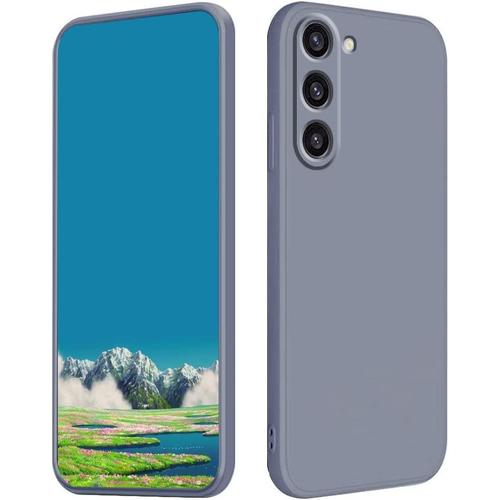 Compatible With Coque Samsung S23 Plus, Anti-Rayures Étui Pour Samsung Galaxy S23 Plus De Protection Antichoc, Silicone Liquide Case Housse Intérieure En Microfibre Souple\U200b (Gris)