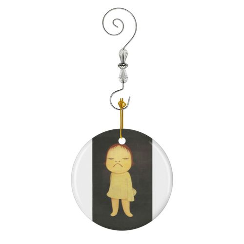 Ornements de Noël vintage YOSHIMOTO NARA Bébé fille en colère, bouleversée en Céramique avec Crochet et Cristal- Décorations pour Sapin de Noël, Souvenirs