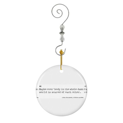 Ornements de Noël Des souris et des hommes John Steinbeck effrayé en Céramique avec Crochet et Cristal- Décorations pour Sapin de Noël, Souvenirs