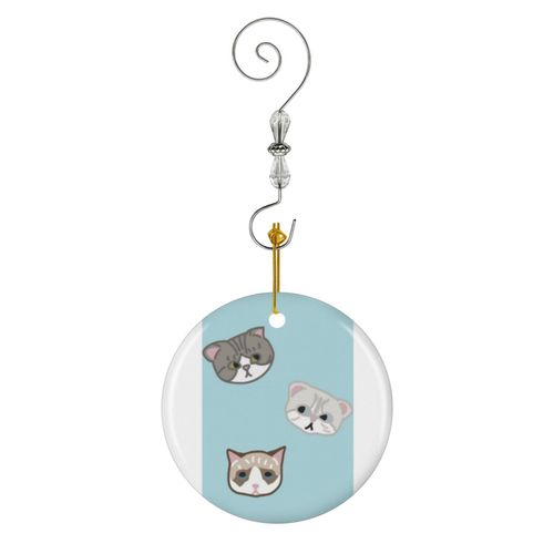 Ornements de Noël Chats Taylor Swifts #2 en Céramique avec Crochet et Cristal- Décorations pour Sapin de Noël, Souvenirs