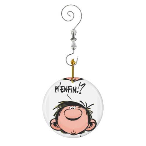 Ornements de Noël Magazine Spirou Gaston Lagaffe Film Dessin Animé Couleur Big Ben en Céramique avec Crochet et Cristal- Décorations pour Sapin de Noël, Souvenirs