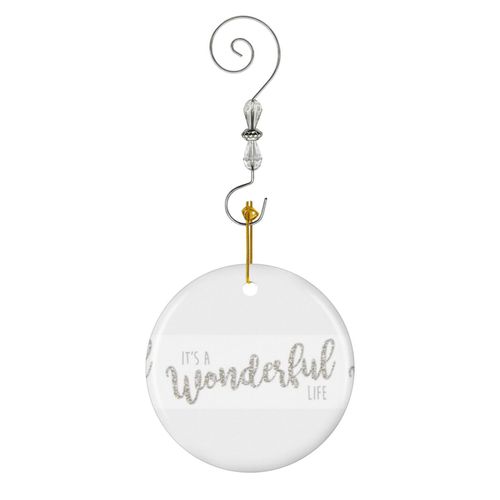 Ornements de Noël C'est une vie merveilleuse en Céramique avec Crochet et Cristal- Décorations pour Sapin de Noël, Souvenirs
