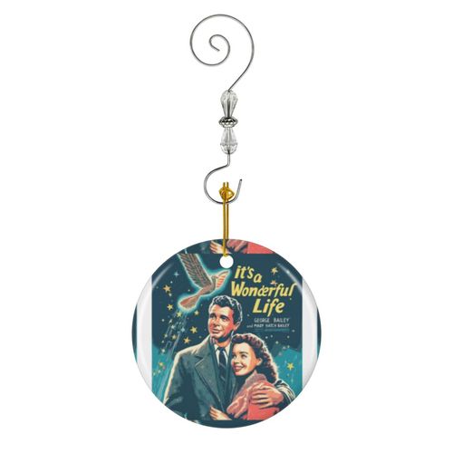 Ornements de Noël C'est un film de Noël de la vie merveilleuse à chaque fois qu'une cloche sonne, un ange prend ses ai en Céramique avec Crochet et Cristal- Décorations pour Sapin de Noël...
