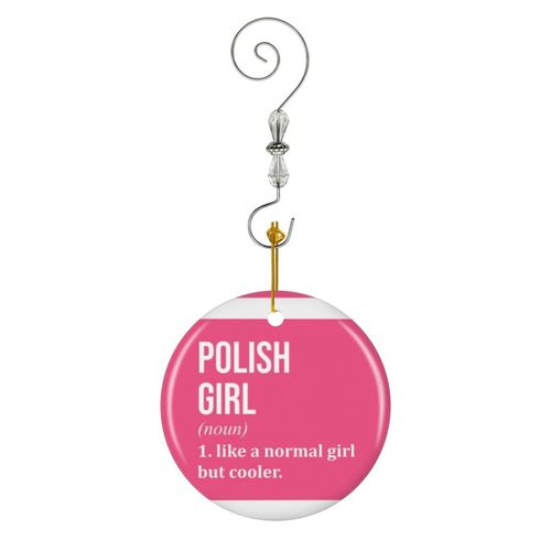 Ornements de Noël Définition de fille polonaise Pologne pour les femmes en Céramique avec Crochet et Cristal- Décorations pour Sapin de Noël, Souvenirs
