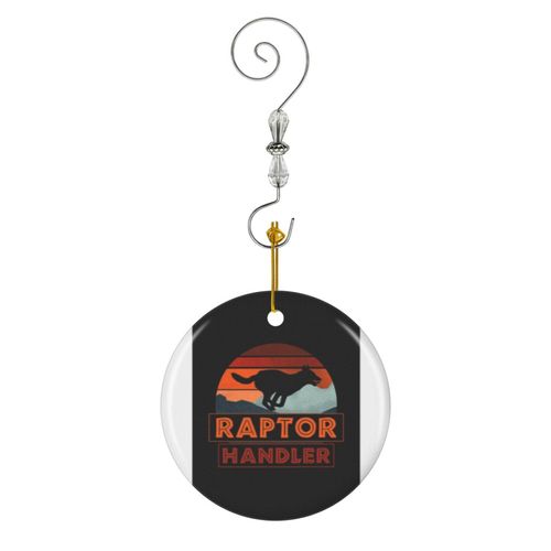 Ornements de Noël Raptor Handler Malinois belge Maliraptor Cadeau en Céramique avec Crochet et Cristal- Décorations pour Sapin de Noël, Souvenirs