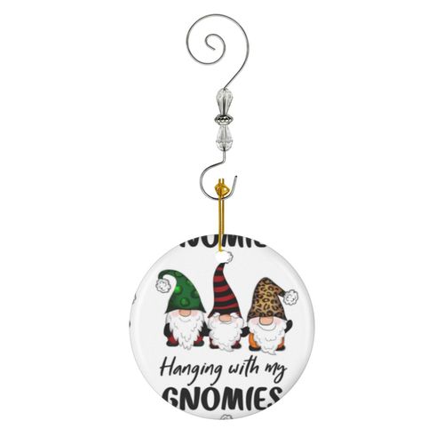 Ornements de Noël Traîner avec mes gnomies en Céramique avec Crochet et Cristal- Décorations pour Sapin de Noël, Souvenirs