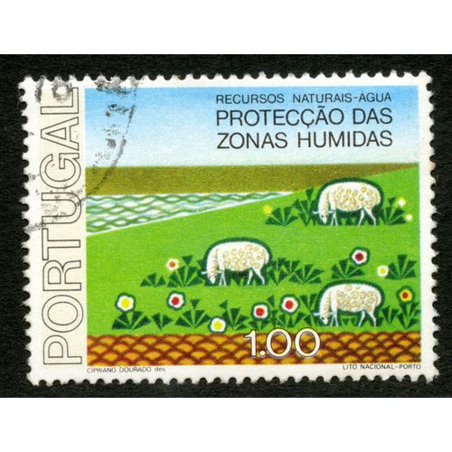 Timbre Oblitéré Portugal, Recursos Naturais - Agua, Protecçao Das Zonas Humidas, 1.00