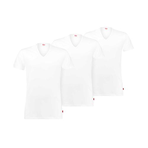 Levi's T-Shirts Homme, Lot De 3 - Eocm, Col En V, Manches Courtes, Uni Blanc 2xl (Xx-Large)