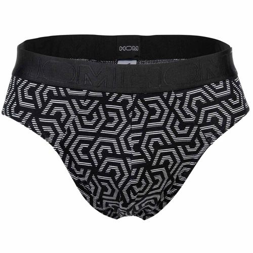 Hom Mini Brief Pour Homme - "Cotonou", Slip, Sous-Vêtements, À Motifs Noir L (Large)