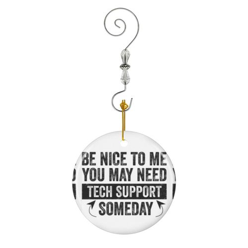 Ornements de Noël Blague drôle de nouveauté de support informatique technique en Céramique avec Crochet et Cristal- Décorations pour Sapin de Noël, Souvenirs