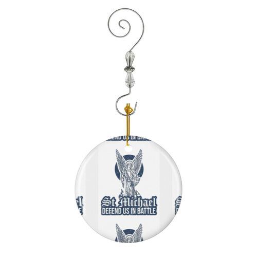 Ornements de Noël Cadeaux catholiques amusants Boutique et magasin de cadeaux catholiques St Michel Archange pour le b en Céramique avec Crochet et Cristal- Décorations pour Sapin de Noël...