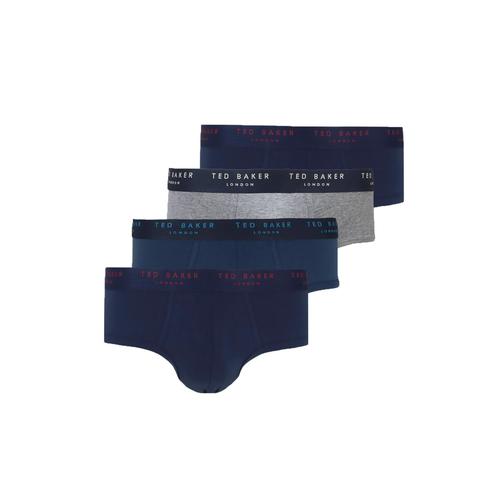 Tad Baker Briefs Pour Homme, Paquet De 4 - Slips, Modern Briefs, Coton Stretch Bleu/Gris S (Small)