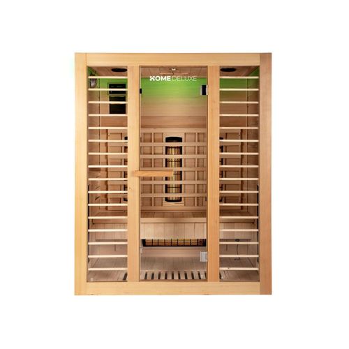 HOME DELUXE Cabine infrarouge 'REDSUN L Deluxe' Taille: 153 x 110 x 190 cm, pour 3 personnes I Sauna infrarouge, Cabine infrarouge en bois, Sauna cabine infrarouge, Cabine chauffante pour sauna