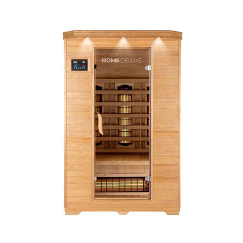 HOME DELUXE Cabine infrarouge 'REDSUN M VS' Taille: 120 x 105 x 190 cm, pour 2 personnes I Sauna infrarouge, Cabine infrarouge en bois, Sauna cabine infrarouge, Cabine chauffante pour sauna