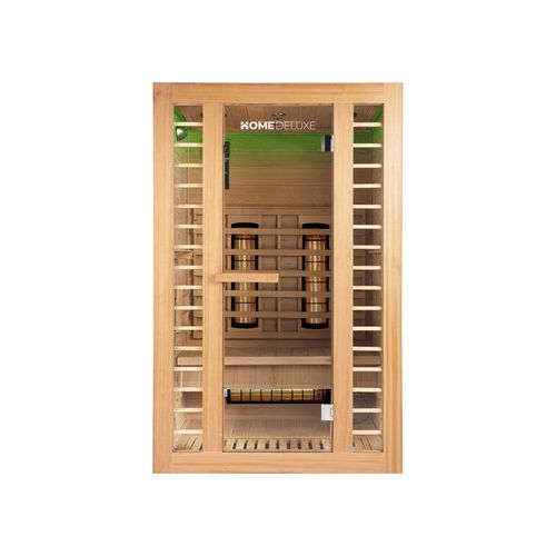 HOME DELUXE Cabine infrarouge 'REDSUN M Deluxe' Taille: 120 x 105 x 190 cm, pour 2 personnes I Sauna infrarouge, Cabine infrarouge en bois, Sauna cabine infrarouge, Cabine chauffante pour sauna