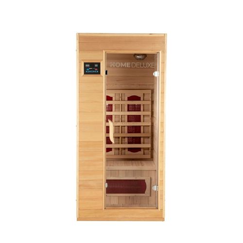 HOME DELUXE Cabine infrarouge 'REDSUN S' Taille: 90x 90 x 190 cm, pour 1 personne I Sauna infrarouge, Cabine infrarouge en bois, Sauna cabine infrarouge, Cabine chauffante pour sauna, Sauna thermique