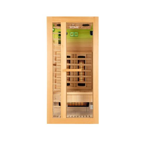 HOME DELUXE Cabine infrarouge 'REDSUN S Deluxe' Taille: 90x 90 x 190 cm, pour 4 personnes I Sauna infrarouge, Cabine infrarouge en bois, Sauna cabine infrarouge, Cabine chauffante pour sauna