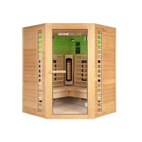 HOME DELUXE Cabine infrarouge 'REDSUN XXL Deluxe' Taille: 150 x 150 x 190 cm, pour 4 personnes I Sauna infrarouge, Cabine infrarouge en bois, Sauna cabine infrarouge, Cabine chauffante pour sauna