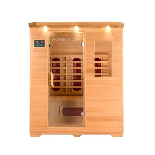 HOME DELUXE Cabine infrarouge 'REDSUN L' Taille: 153 x 110 x 190 cm, pour 3 personnes I Sauna infrarouge, Cabine infrarouge en bois, Sauna cabine infrarouge, Cabine chauffante pour sauna