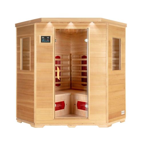 HOME DELUXE Cabine infrarouge 'REDSUN XXL' Taille: 150 x 150 x 190 cm, pour 4 personnes I Sauna infrarouge, Cabine infrarouge en bois, Sauna cabine infrarouge, Cabine chauffante pour sauna