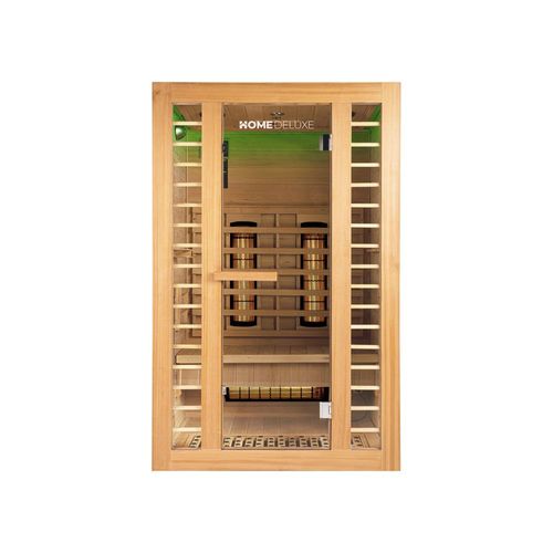HOME DELUXE Cabine infrarouge 'REDSUN M Deluxe Plus' Taille: 120 x 105 x 190 cm, pour 2 personnes I Sauna infrarouge, Cabine infrarouge en bois, Sauna cabine infrarouge, Cabine chauffante pour sauna