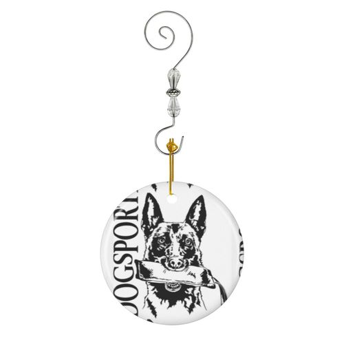 Ornements De Noël Chien Malinois Belge Chiens Sports Canins Igp En Céramique Avec Crochet Et Cristal- Décorations Pour Sapin De Noël, Souvenirs